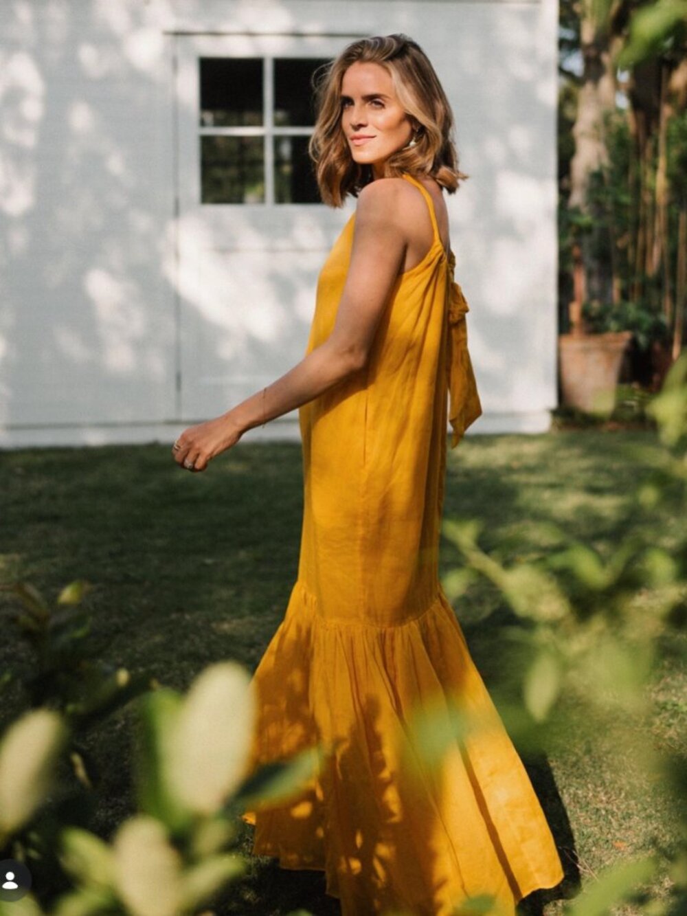 Banana Republic Marigold Yellow Elegant Summer Halter Maxi Rami Dress Women's XS